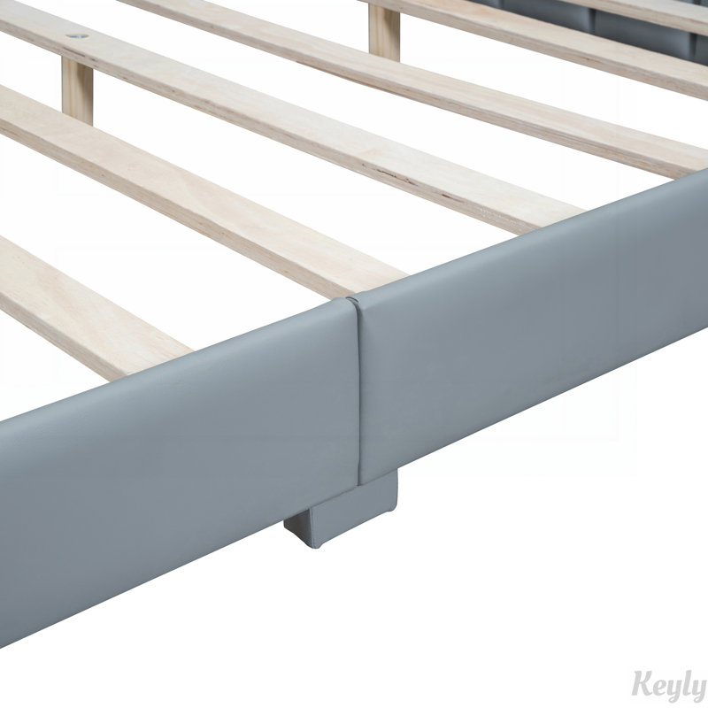 Lit plateforme tapissier grand et simple TG, gris