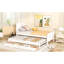 Lit plateforme simple blanc avec lit gigogne et tiroirs - Structure en pin robuste-1331473050