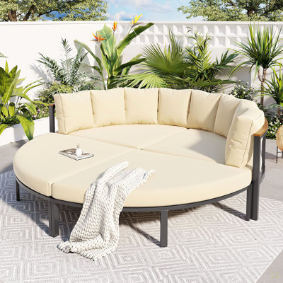 Canapé modulaire d'extérieur en métal avec coussins 4 pièces