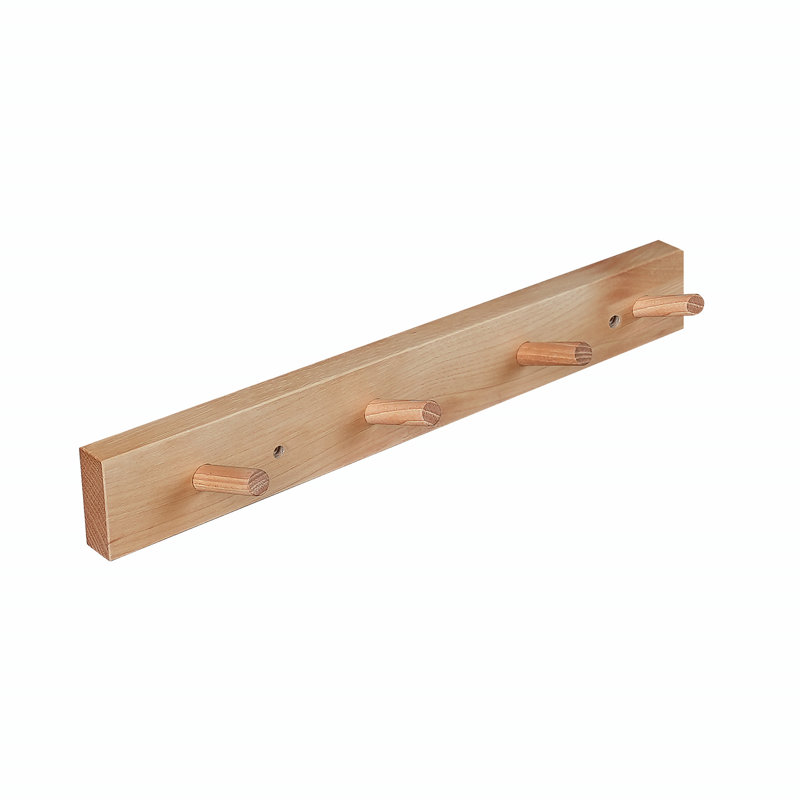 Wall Mounted Coat Rack, 2" H x 11.75" W x 0.75" D, Natural Hickory