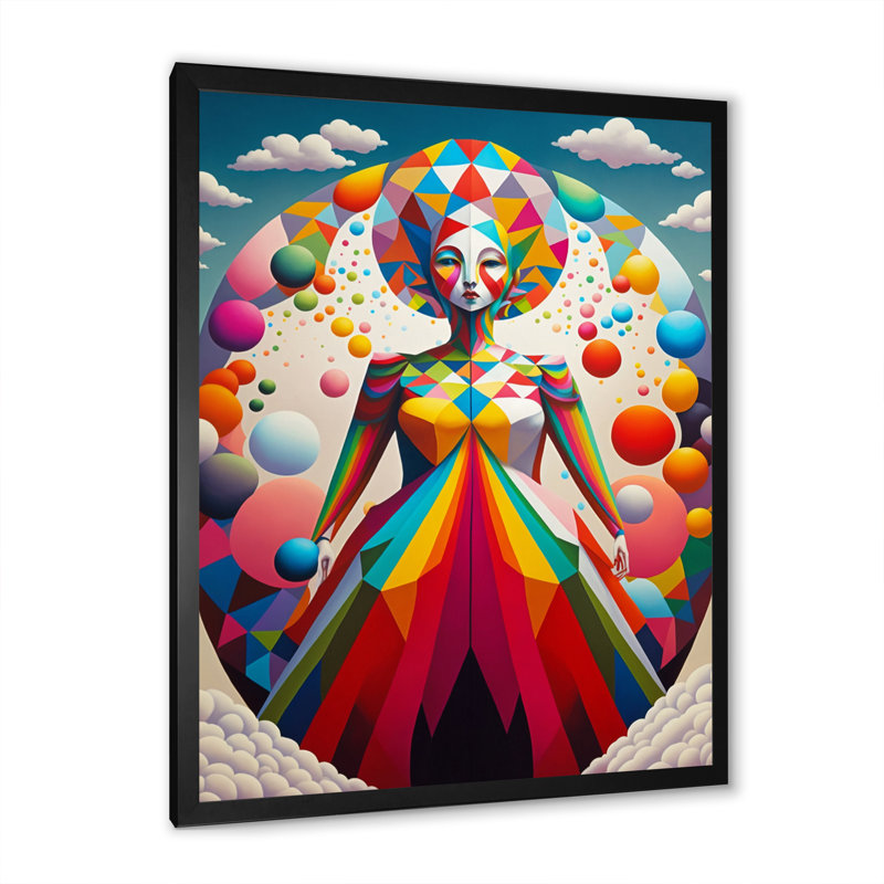 Abstrait arc-en-ciel, portrait sur toile, Cadre photo noir, H 20 po x l 12 po x P 1 po