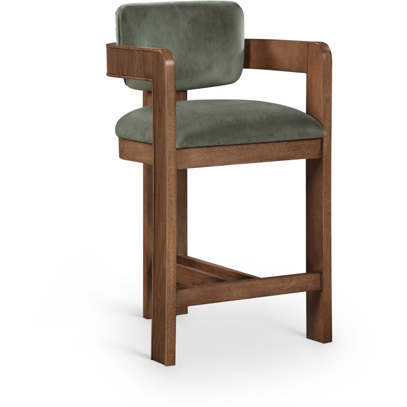 Tabouret rembourré Sacha Howley, Velours, Brun, Vert