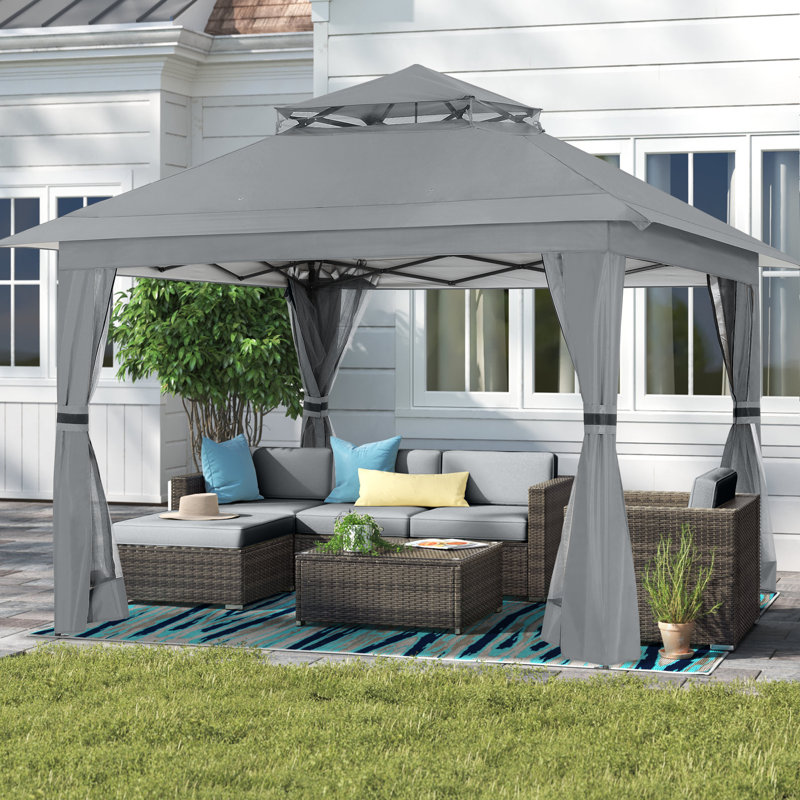 MASTERCANOPY 13 Ft. W x 13 Ft. D Steel Patio Gazebo, Gray