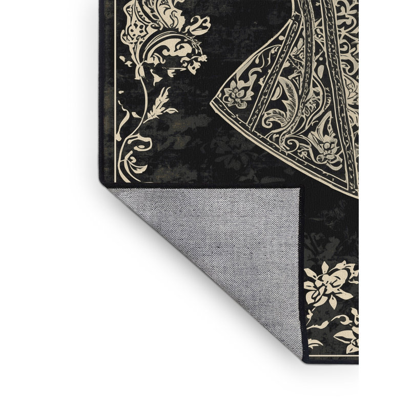 Tapis oriental gris lavable à la machine Brooksville, 2 pi x 3 pi