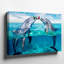 Reproduction d'art sur toile, "Deux dauphins ludiques qui émergent d'un océan turquoise limpide"-1709337914