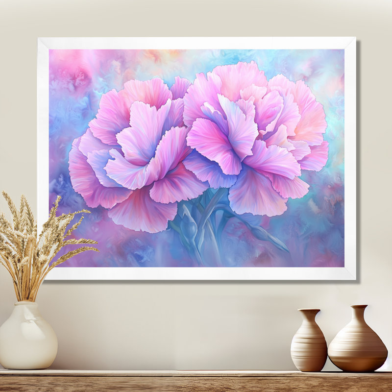 Harmony of Carnation - œillets, art mural, H 24 po x l 32 po, Reproduction encadrée d'une seule photo sans pass, Blanc