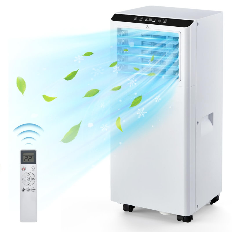 Climatiseur portatif 8 000 BTU, climatiseur autoportant 3 en 1 avec télécommande, refroidissement efficace pour les pièces jusqu'à 350 pieds carrés, refroidisseur d'air intégré, fonction de minuterie incluse