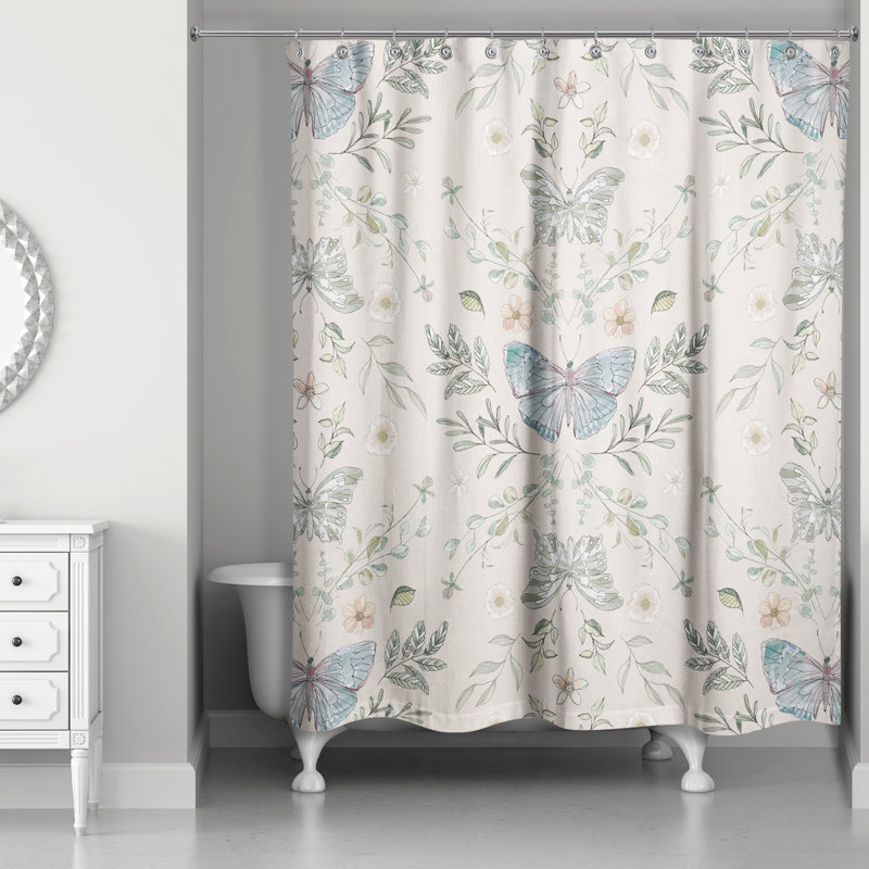 Anglina Floral Single Shower Curtain, Cream