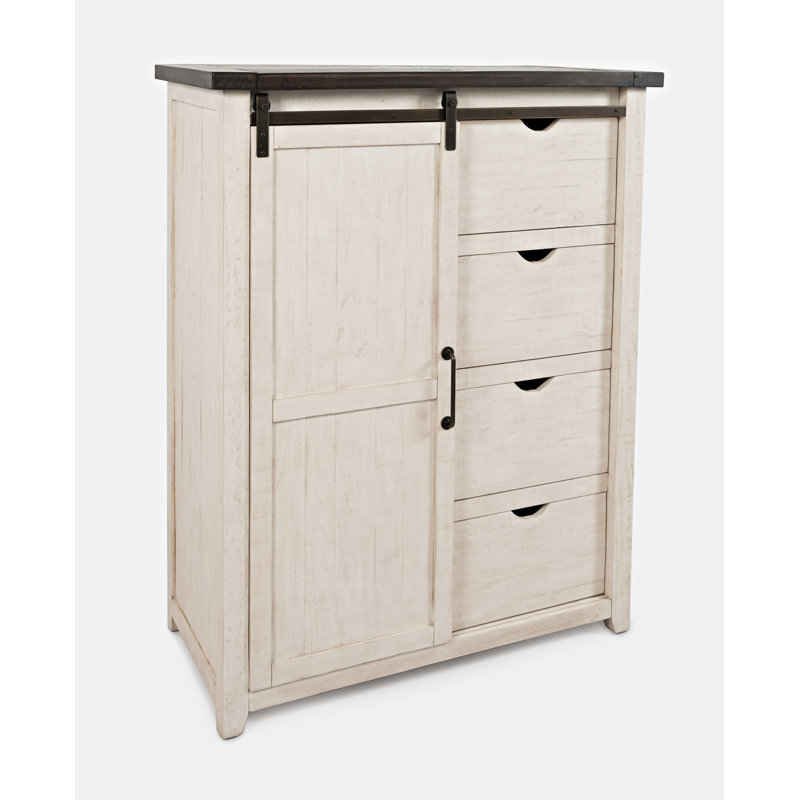 Zylpha Solid Wood 43'' W 4 - Drawer Dresser, Vintage White