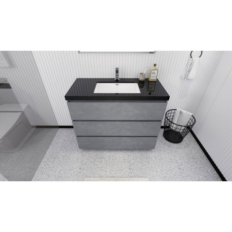 Base de meuble-lavabo Reyes, Gris ciment