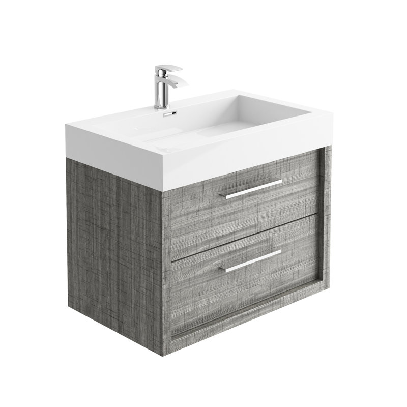 Walker 750 mm Single Vanity with Integrated Resin Basin, Grey Ash