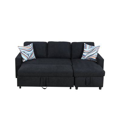 KCG- 83" Wide 2-Piece Flannel Sofa Bed For Living Room Lounge, Office Lobby