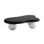 Table basse de 47 pouces en forme de nuage pour le salon - pieds noirs avec pieds blancs, spacieux et amp; Assemblage facile-131405408-131405409