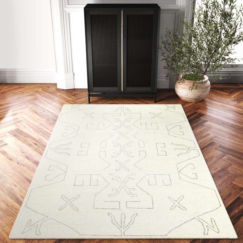 Milada Wool Geometric Indoor Rug, Rectangle 8'10" x 12'