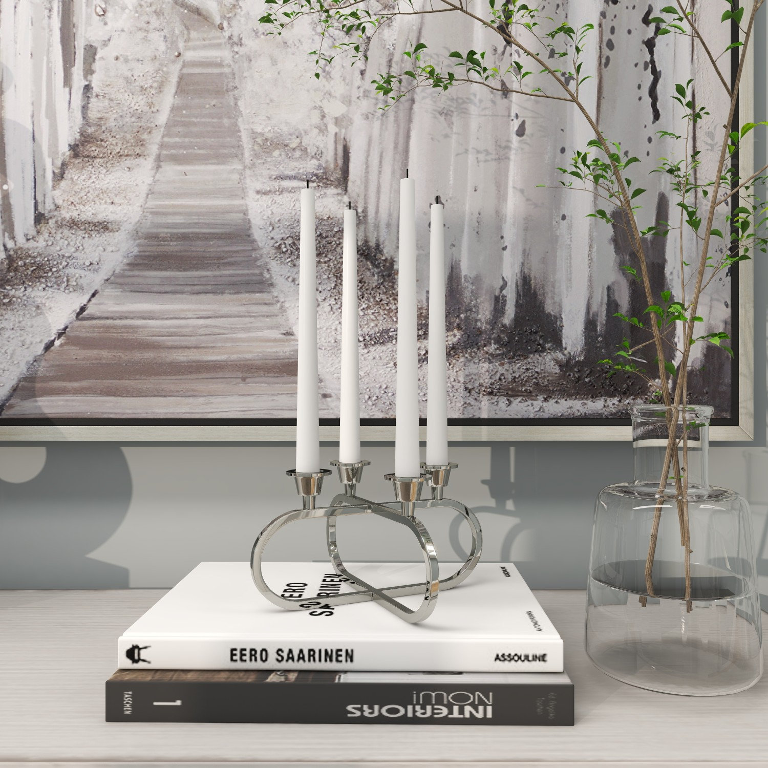 Aluminum Candelabra, Silver