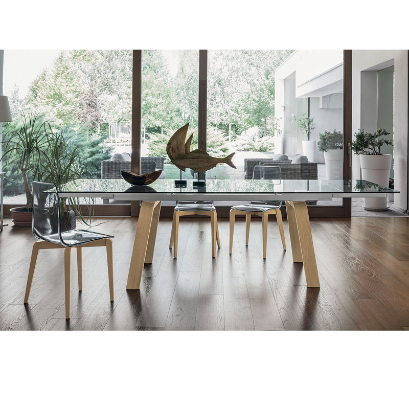 Jamestown Solid Wood Base Dining Table, 75cm H x 160cm L x 90cm W, Glass