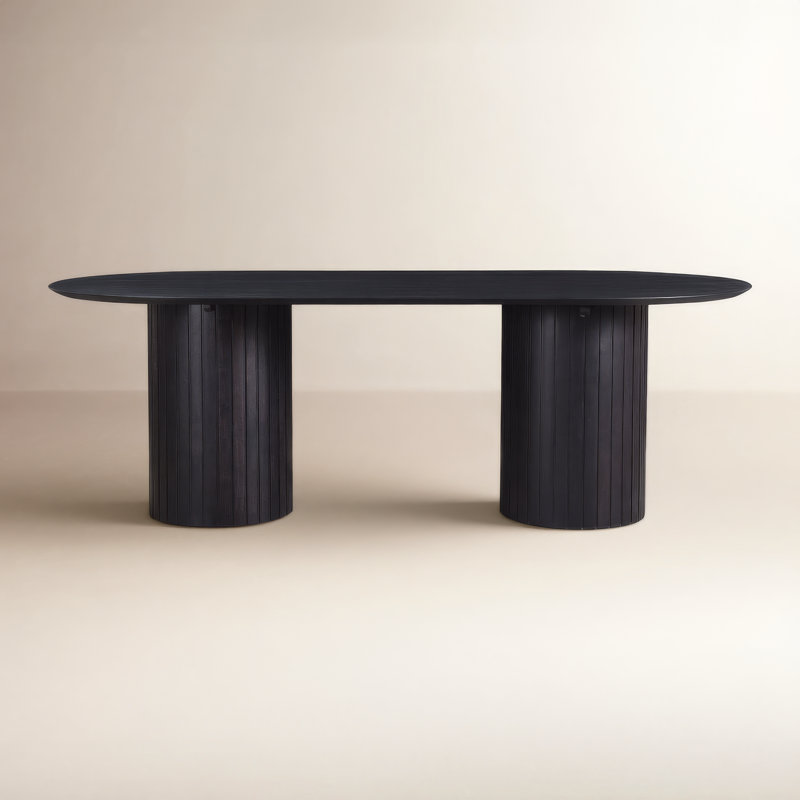 Daley Oval Solid Wood Dining Table, Black