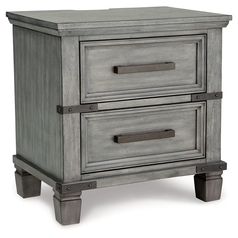 Russelyn Transitional 2-Drawer Nightstand in Weathered Gray