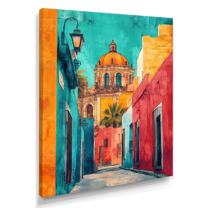 Vonya II - "Mexico", art mural sur toile encadrée, H 32 po x l 24 po, Toile tendue