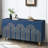 Sideboard Modern Fluted Buffet With Storage, Curve Element With Strict Lines, 4-Doors Storage Cabinet With Adjustable Shelves For Kitchen, Dining Room, Living Room (Navy Blue)-786398988