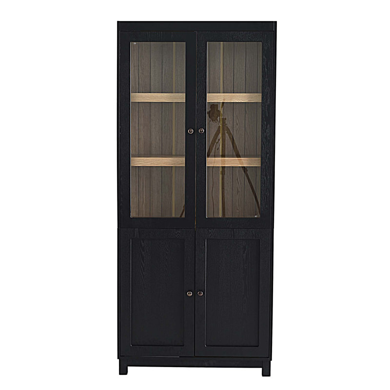 74,5 po H Vitrine armoire vitrée avec portes en verre et tablettes réglables, bibliothèque moderne avec rangement