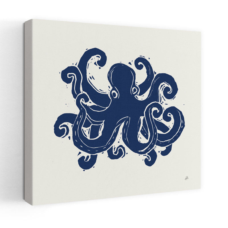 Art côtier bleu marine primitif, H 48 po x l 48 po