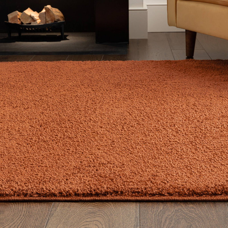 Ronalee Rectangle Shaggy Washable Area Rug, Orange, Rectangle 140 x 200 cm