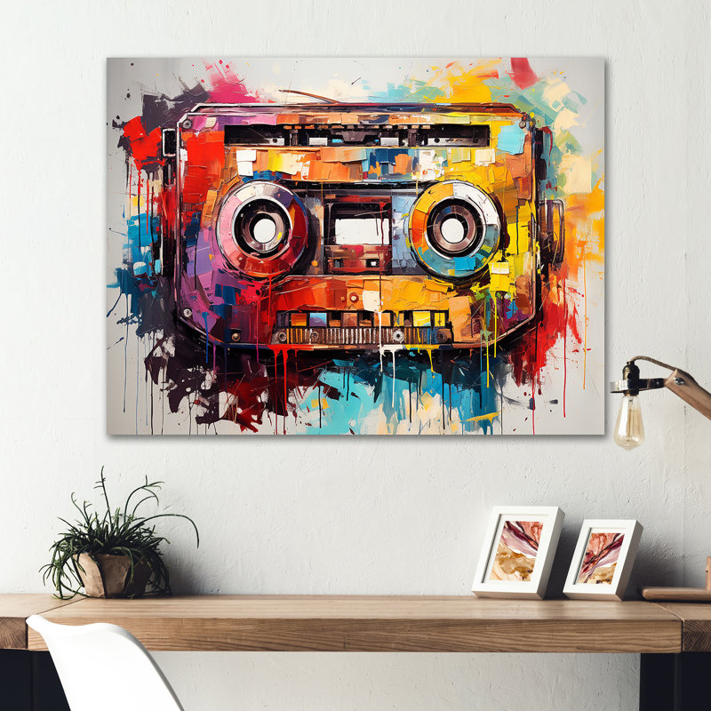Jazz Age Groove Cassette Tape - Cassette Tapes Metal Wall Art MT132370, H 30 po x l 40 po x P 1,5 po