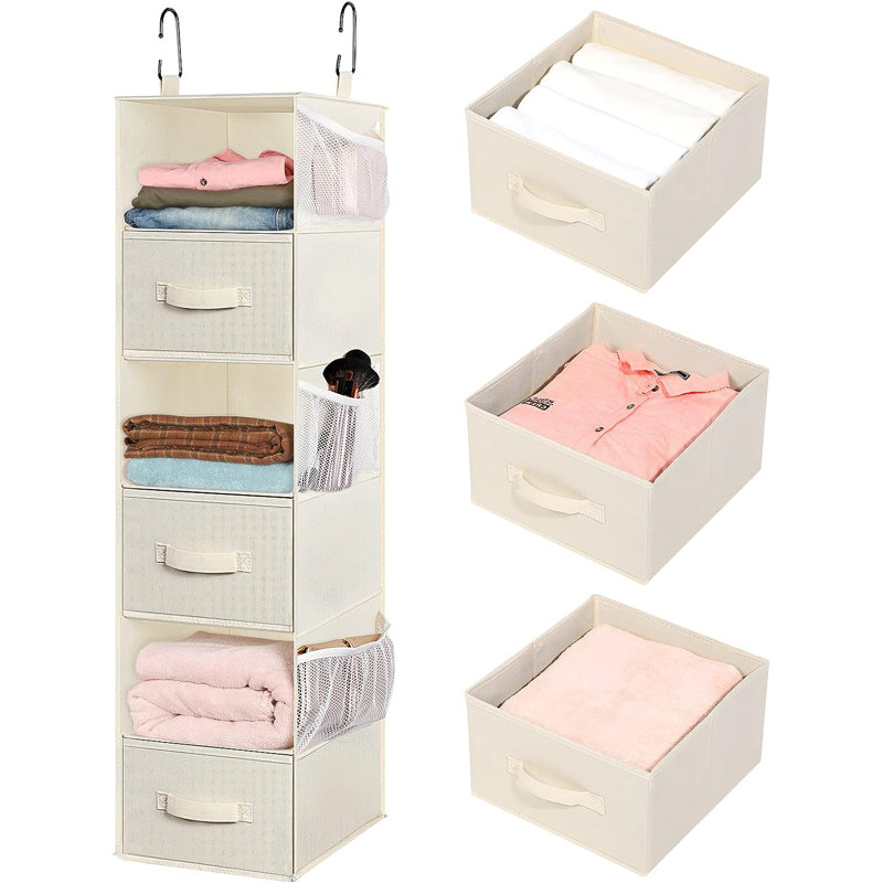 Rangement suspendu en tissu Lyun, Beige
