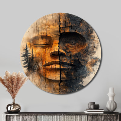 Totem Inuit Tower In A Forest Landscape I - Global Orange Metal Art Print