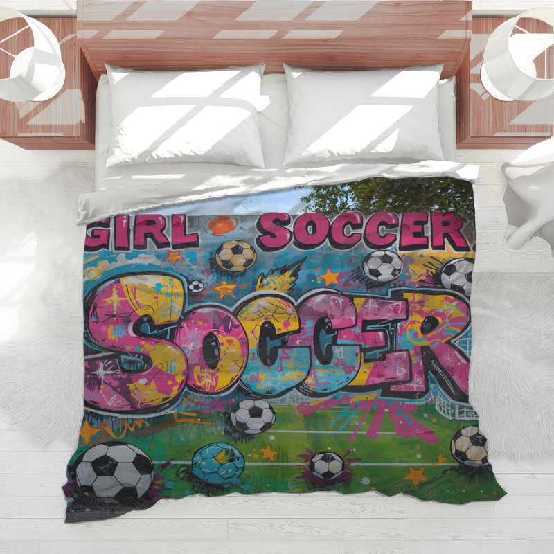 Colorful Soccer Graffiti Comforter, Twin Extra Long