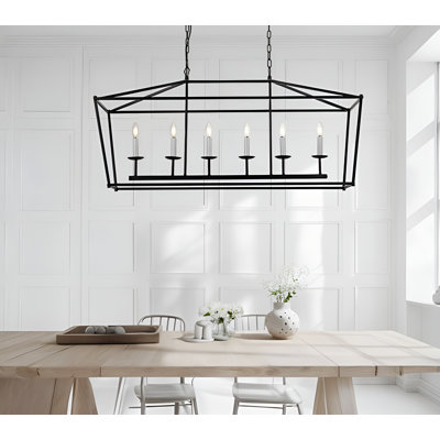 Lustre linéaire à 6 lumières en acier à intensité variable avec plafond incliné Callie L 49 po