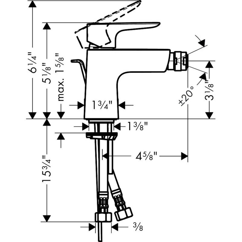 Robinet de bidet horizontal à un trou Talis E, Nickel brossé
