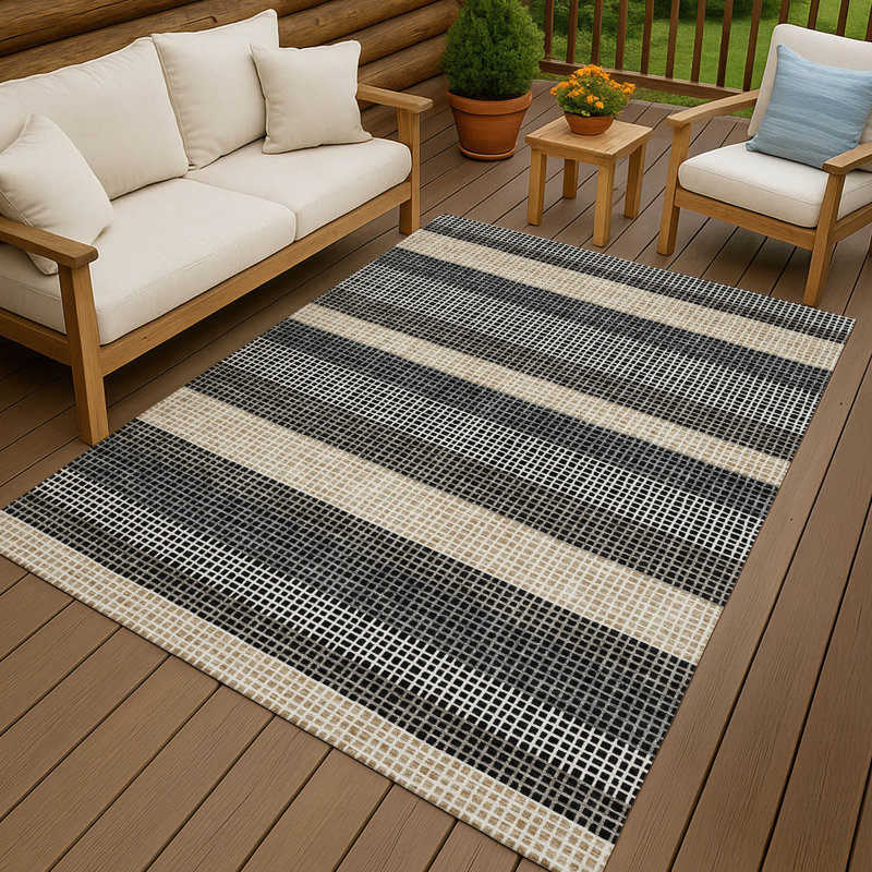 Tapis intérieur / extérieur lavable à la machine Chantille ACN2530, Noir, Rectangle 9 pi x 12 pi