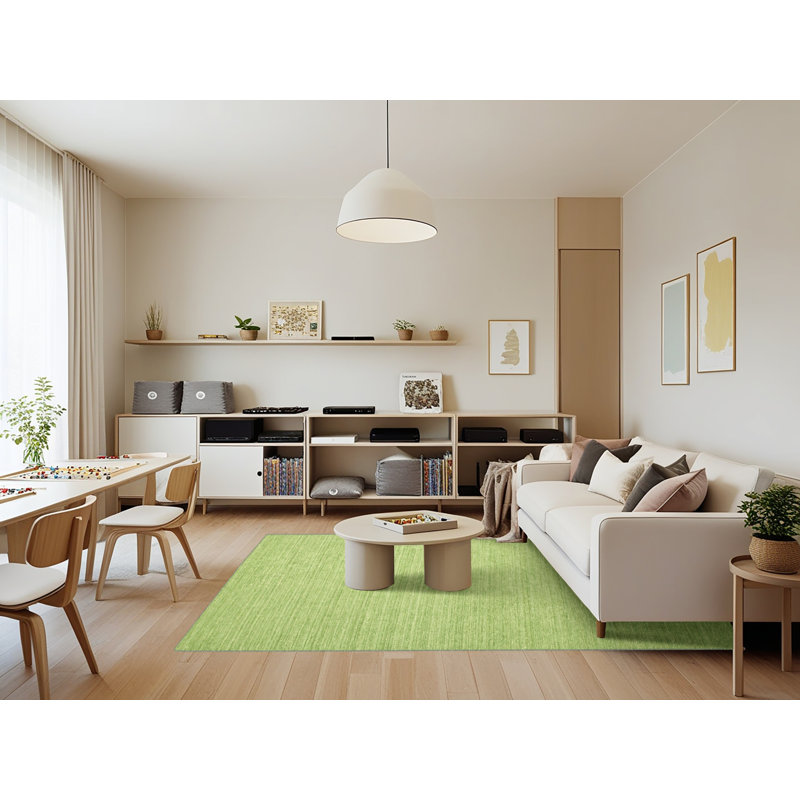 Tapis de zone vert contemporaine, Rectangle 7 pi x 9 pi