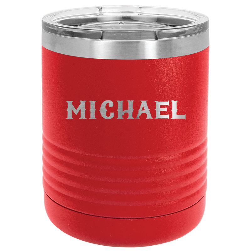 10 oz Tasse de voyage en acier inoxydable isolée sous vide, Rouge, Oui