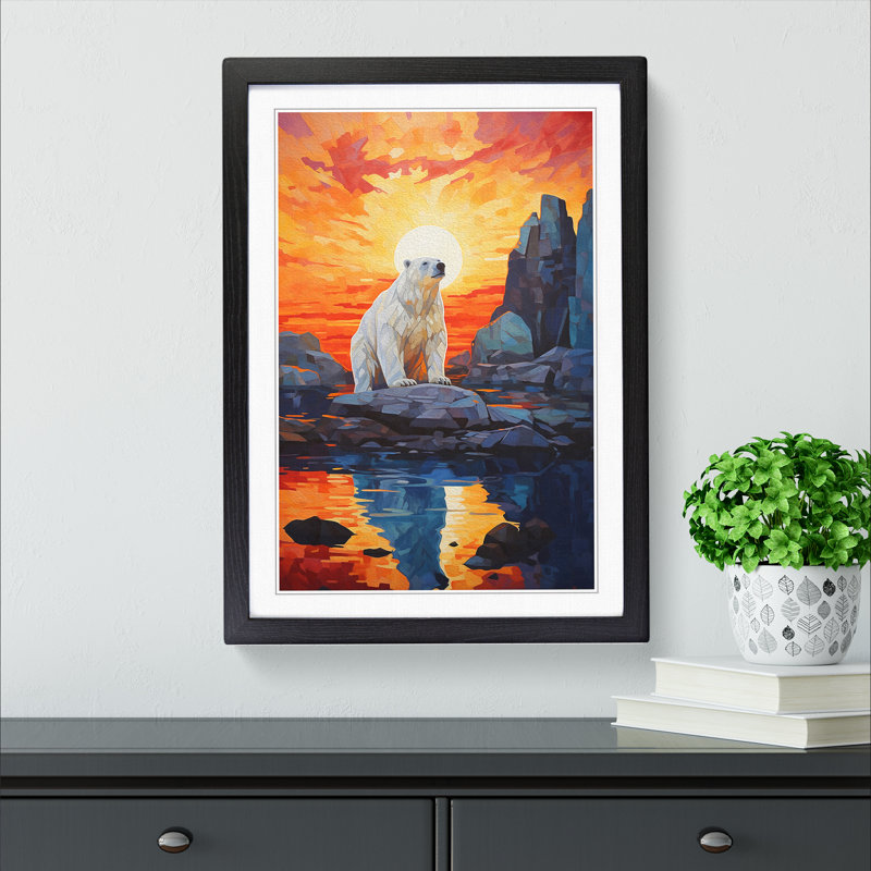XYZ-FRM-V1223-5209 Polar Bear Orphism No.3 - Single Picture Frame Print on Wood, Black, 46cm H x 34cm W x 2cm D