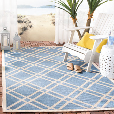 Arneshia Geometric Blue/Beige Area Indoor/Outdoor Area Rug