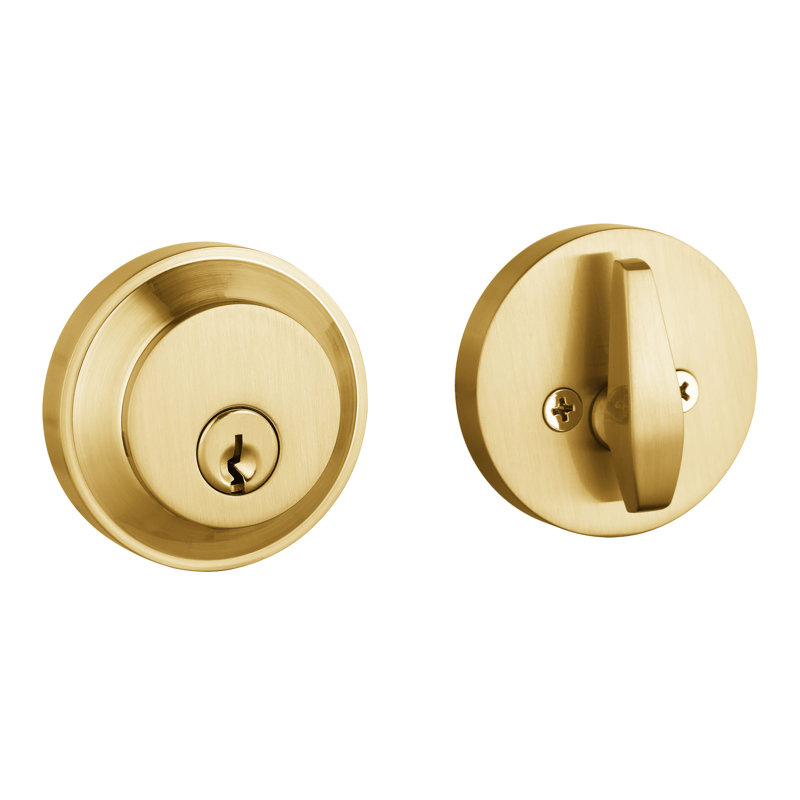 Round Deadbolt – Keyed Single-Side Entry Door Lock, Satin Gold