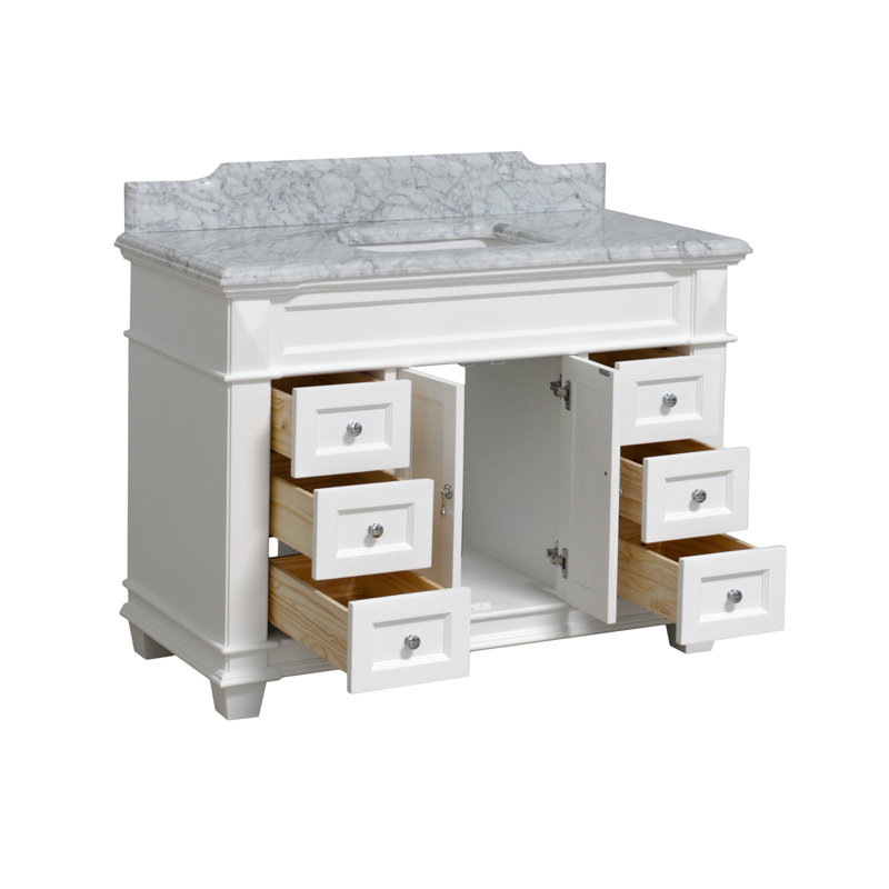 Ensemble de meuble-lavabo simple 48 po Ensa, Marbre de Carrare, Blanc