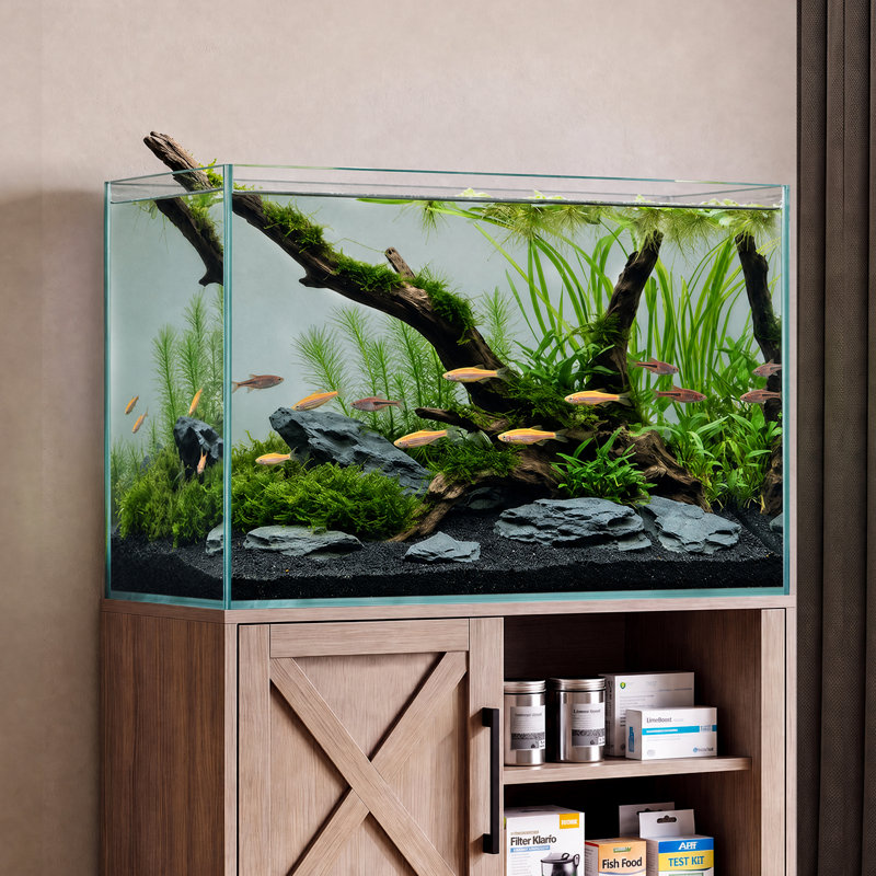 Aquarium rectangulaire 30 gallons - Aquarium sans cadre en verre trempé à haute transparence