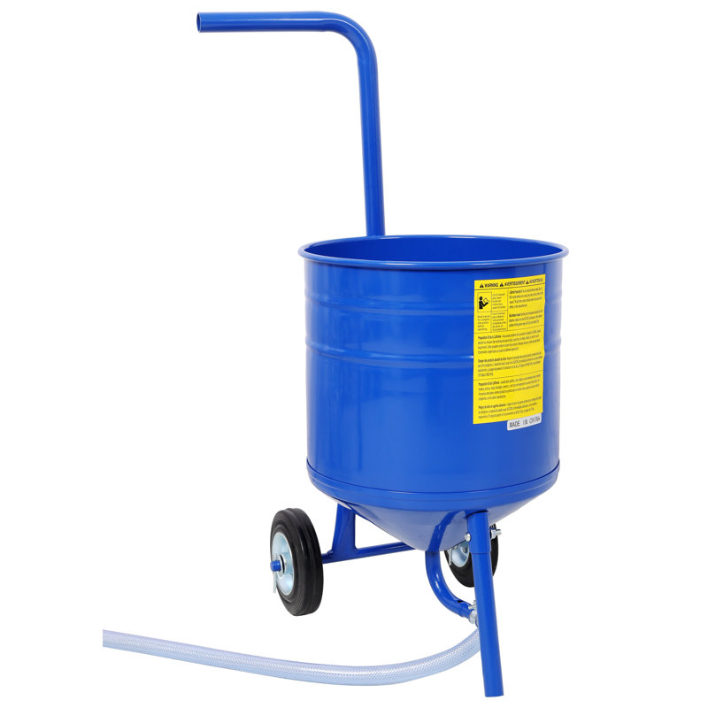 Ensemble de sablage à siphon de 22,7 kg (50 lb), 34,8 x 33 x 68,6 cm (13,7 x 13 x 27 pouces), acier, 1 ensemble, machine de sablage abrasive portable, bleue, avec tuyau de 3 m (9,8 pi), pistolet de sablage en aluminium moulé, pour le décapage de la peinture et l'élimination de la rouille superficielle.