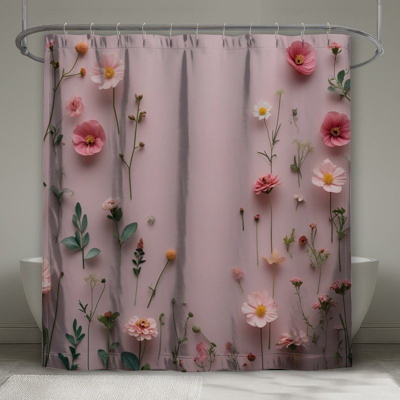 Rideaux de douche roses, 70in W x 93in H