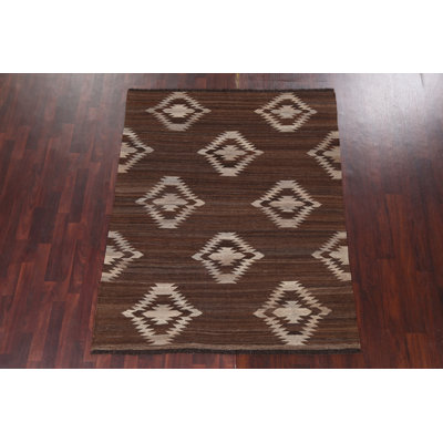 Brown Kilim Natural Dye Area Rug 5x7