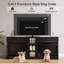 Meuble double 78,7 "avec rangement pour chien et 2 portes, bols à nourriture, meuble télé en bois, noir-421652959