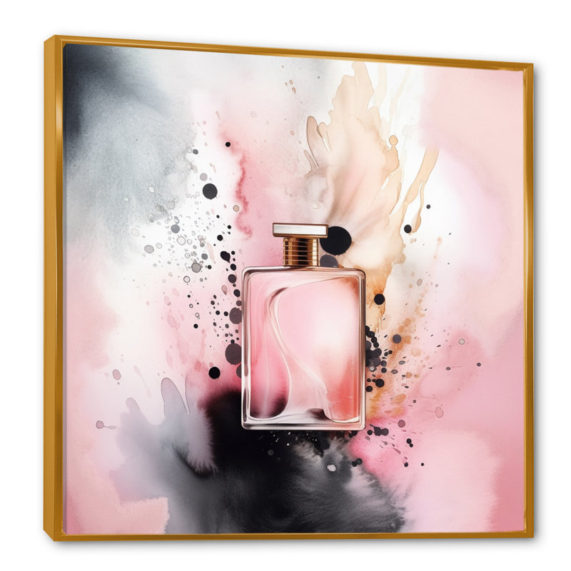 Parfum rose parfum Trésors V - imprimé, H 30 po x l 30 po x P 1 po, Cadre flottant doré