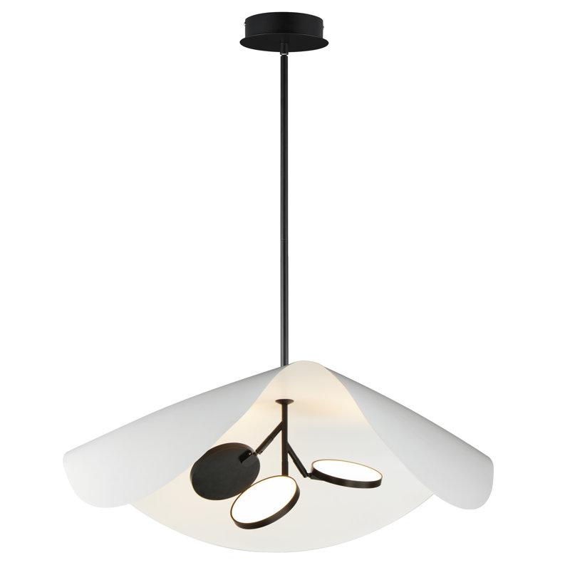 Luminaire suspendu 3 lumières Hinton, Blanc / noir