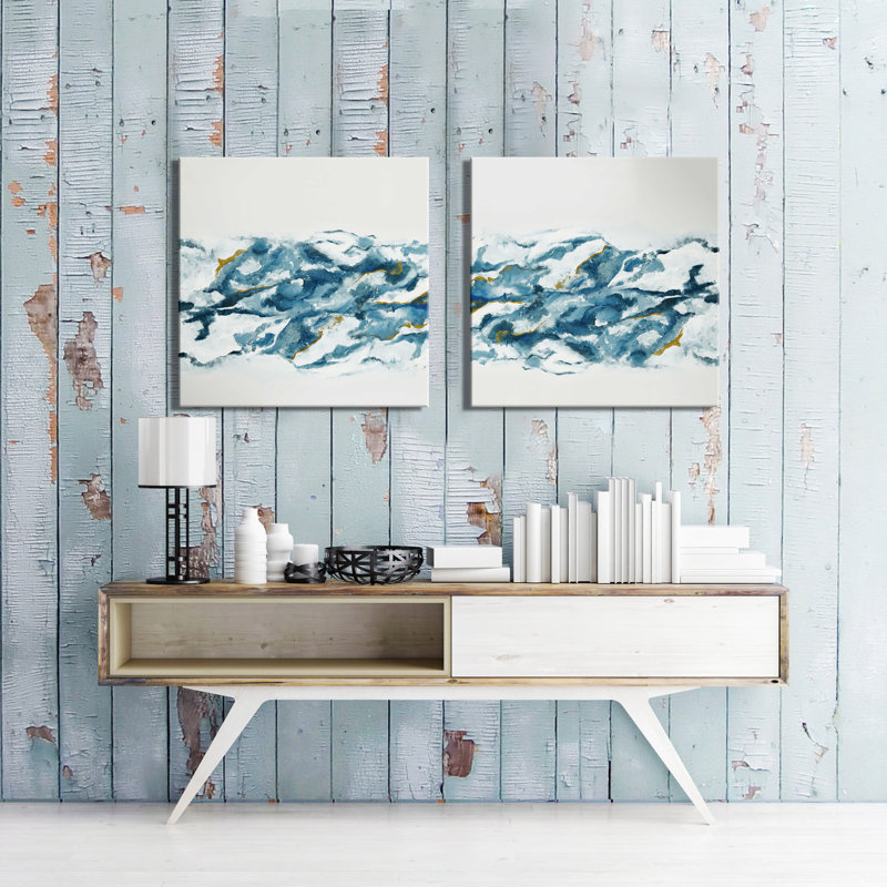 " Into The Blue (square) " by Cassie Studios 2 - Pieces, 24" H x 48" W x 1.5" D, Wrapped Canvas