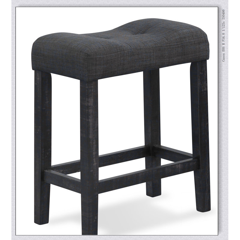 Tabouret Selle capitonné à hauteur de comptoir Sora, ensemble de 2, Gris