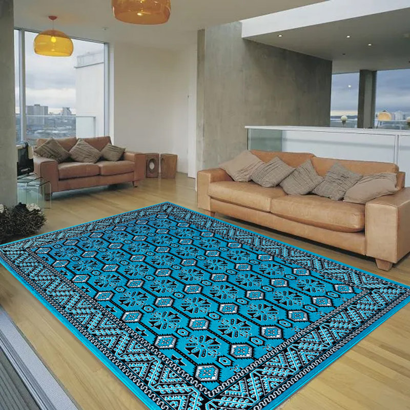 Rectangle Floral Flatweave Area Rug, Emerald, Rectangle 290cm x 200cm